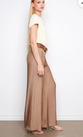 Mocha Wide-Leg Satin Trousers