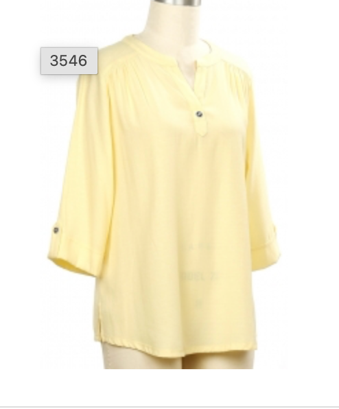 Butter Yellow Henley Tunic Blouse