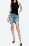 Distressed Denim Mini Skirt